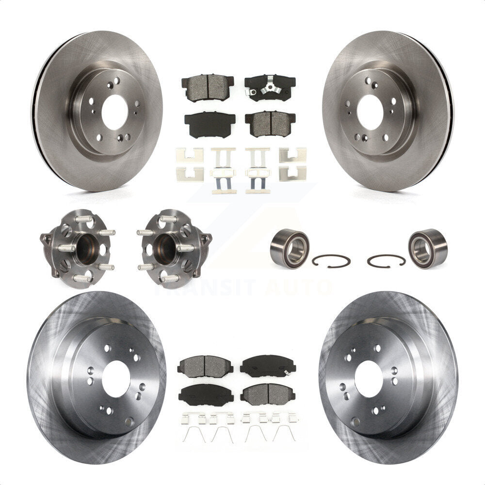Front Rear Wheel Hub Bearings Assembly Disc Brake Rotors And Semi-Metallic Pads Kit (10Pc) For 2012-2016 Honda CR-V FWD KBB-106777 by Transit Auto