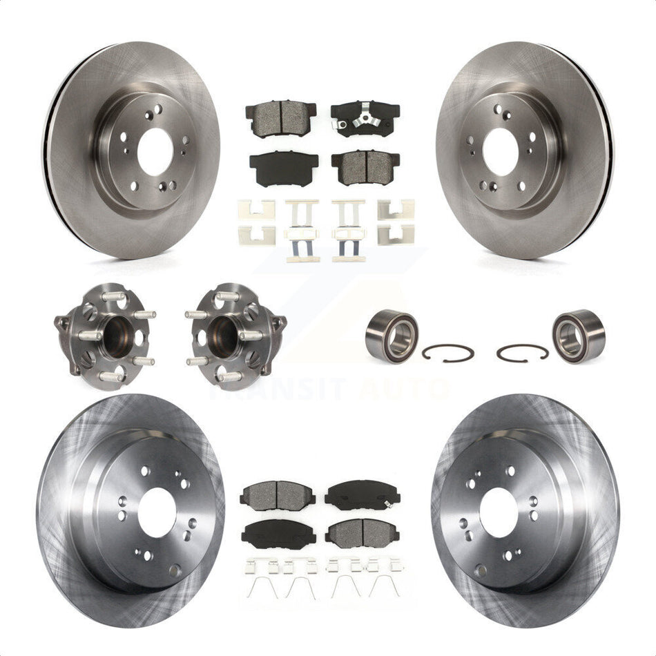Front Rear Wheel Hub Bearings Assembly Disc Brake Rotors And Semi-Metallic Pads Kit (10Pc) For 2012-2016 Honda CR-V FWD KBB-106777 by Transit Auto
