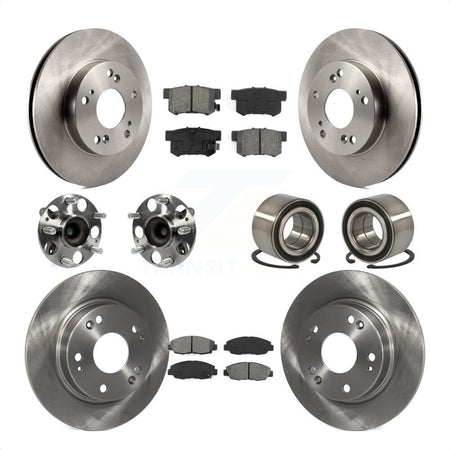 Front Rear Wheel Hub Bearings Assembly Disc Brake Rotors And Semi-Metallic Pads Kit (10Pc) For 2012 Honda Civic LX Vehicles Manufactured In Canada KBB-106784 by Transit Auto