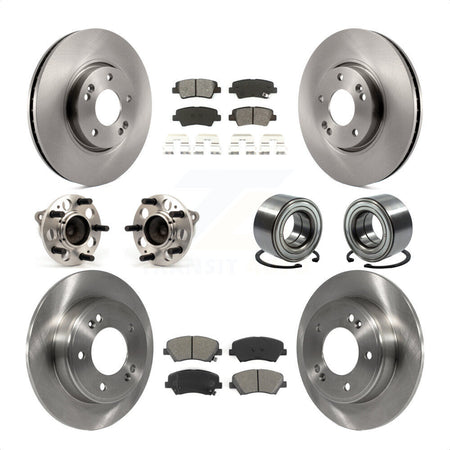 Front Rear Wheel Hub Bearings Assembly Disc Brake Rotors And Semi-Metallic Pads Kit (10Pc) For 2015 Hyundai Veloster Tech RE FLEX SE KBB-106796 by Transit Auto