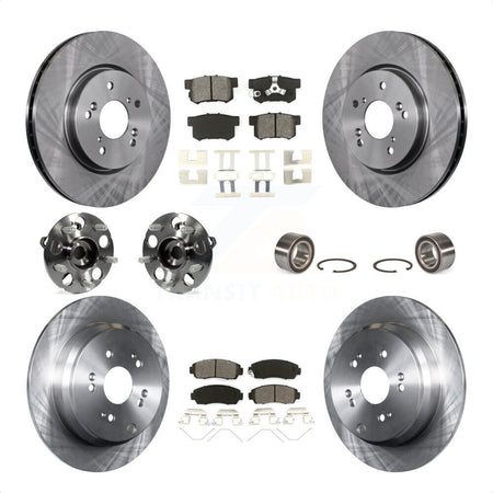 Front Rear Wheel Hub Bearings Assembly Disc Brake Rotors And Semi-Metallic Pads Kit (10Pc) For 2012-2016 Honda CR-V AWD KBB-106807 by Transit Auto