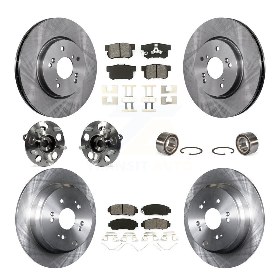 Front Rear Wheel Hub Bearings Assembly Disc Brake Rotors And Semi-Metallic Pads Kit (10Pc) For 2012-2016 Honda CR-V AWD KBB-106807 by Transit Auto
