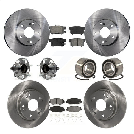 Front Rear Wheel Hub Bearings Assembly Disc Brake Rotors And Semi-Metallic Pads Kit (10Pc) For Honda Civic KBB-106810 by Transit Auto