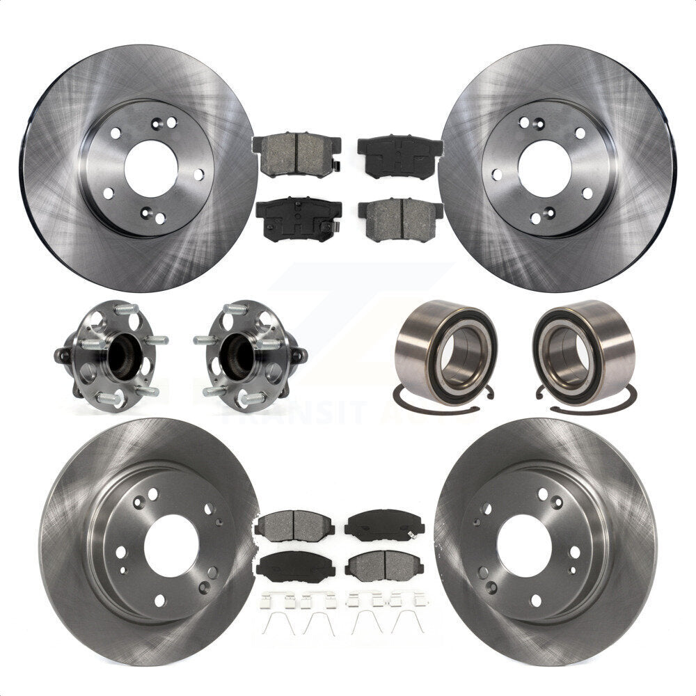 Front Rear Wheel Hub Bearings Assembly Disc Brake Rotors And Semi-Metallic Pads Kit (10Pc) For 2015 Acura ILX 2.0L KBB-106812 by Transit Auto