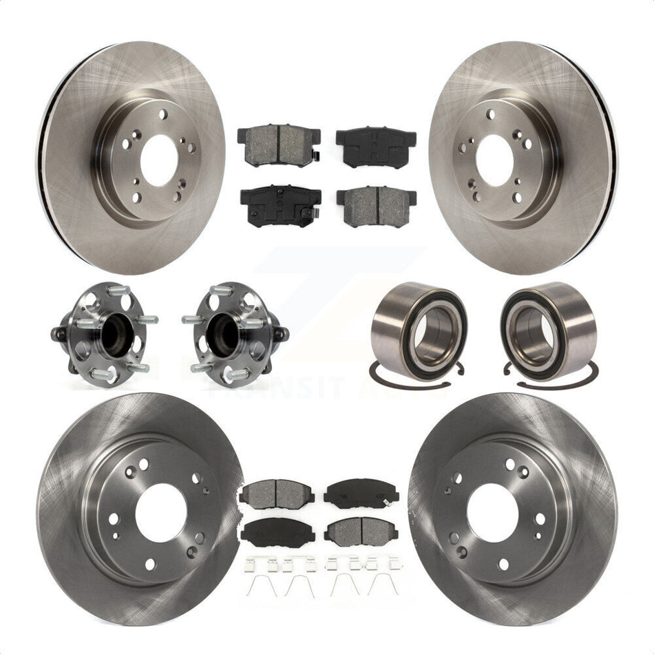 Front Rear Wheel Hub Bearings Assembly Disc Brake Rotors And Semi-Metallic Pads Kit (10Pc) For 2013-2015 Acura ILX 2.4L KBB-106813 by Transit Auto