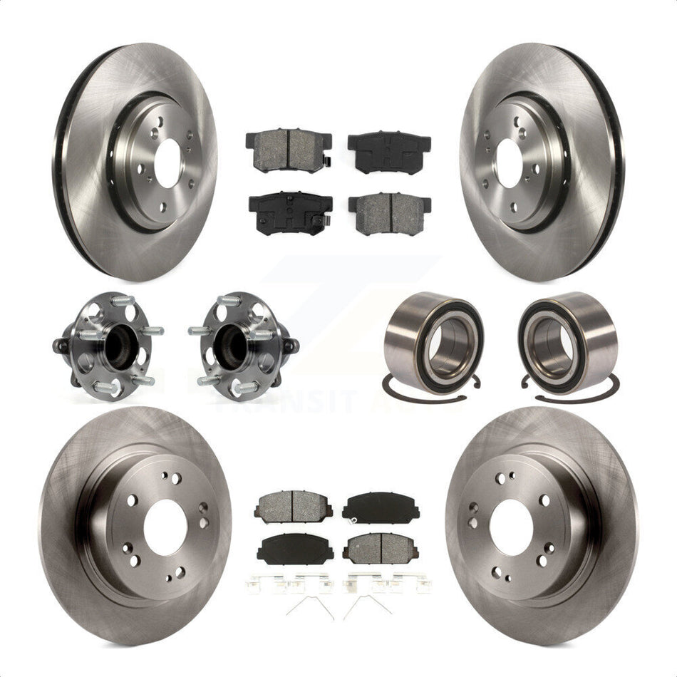 Front Rear Wheel Hub Bearings Assembly Disc Brake Rotors And Semi-Metallic Pads Kit (10Pc) For 2017-2018 Acura ILX KBB-106817 by Transit Auto