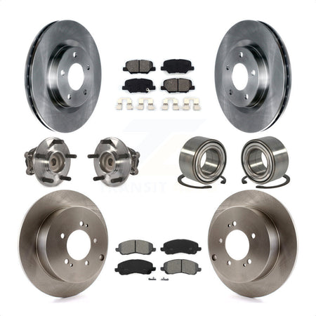 Front Rear Wheel Hub Bearings Assembly Disc Brake Rotors And Semi-Metallic Pads Kit (10Pc) For 2013 Mitsubishi Outlander FWD with 3.0L KBB-106826 by Transit Auto