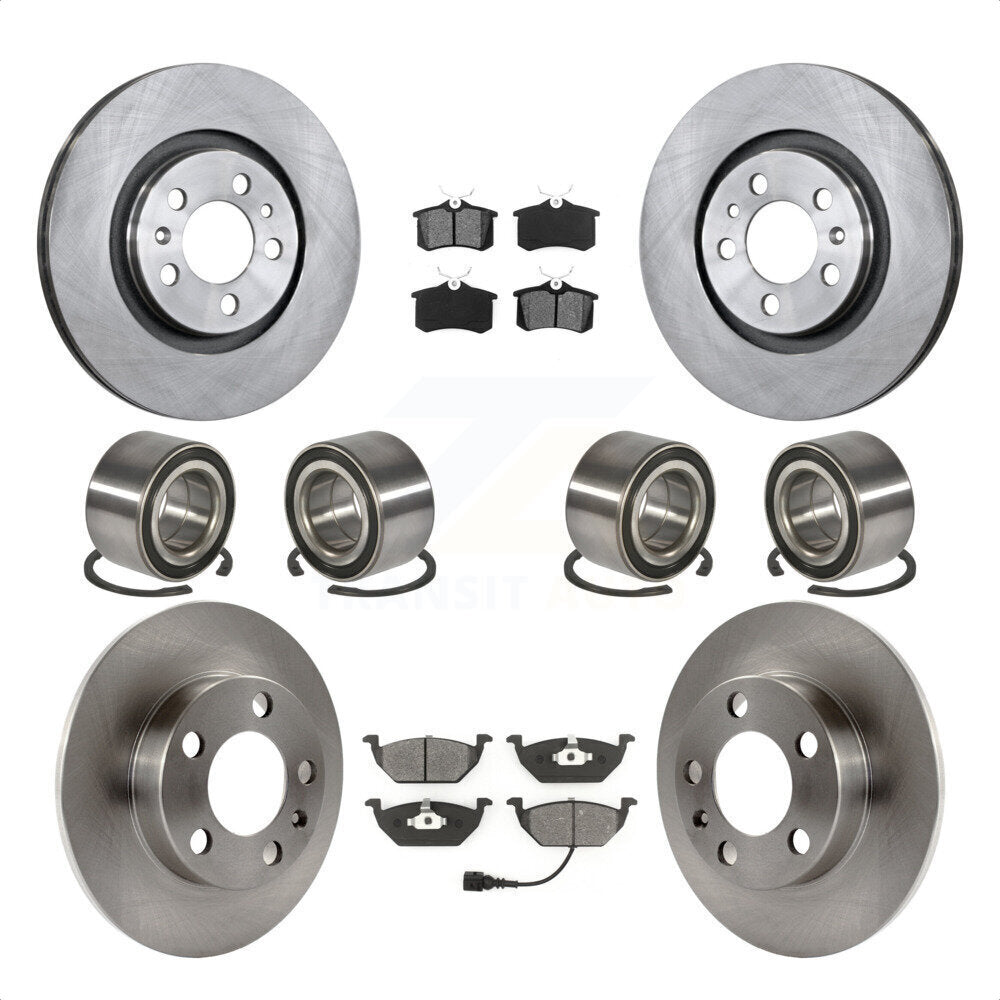 Front Rear Wheel Bearings Disc Brake Rotors And Semi-Metallic Pads Kit (10Pc) For 2004 Volkswagen Golf 2.0L 1.9L KBB-106847 by Transit Auto