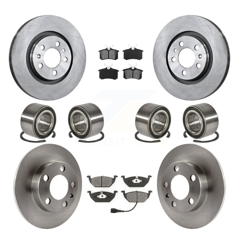 Front Rear Wheel Bearings Disc Brake Rotors And Semi-Metallic Pads Kit (10Pc) For 2004 Volkswagen Golf 2.0L 1.9L KBB-106847 by Transit Auto