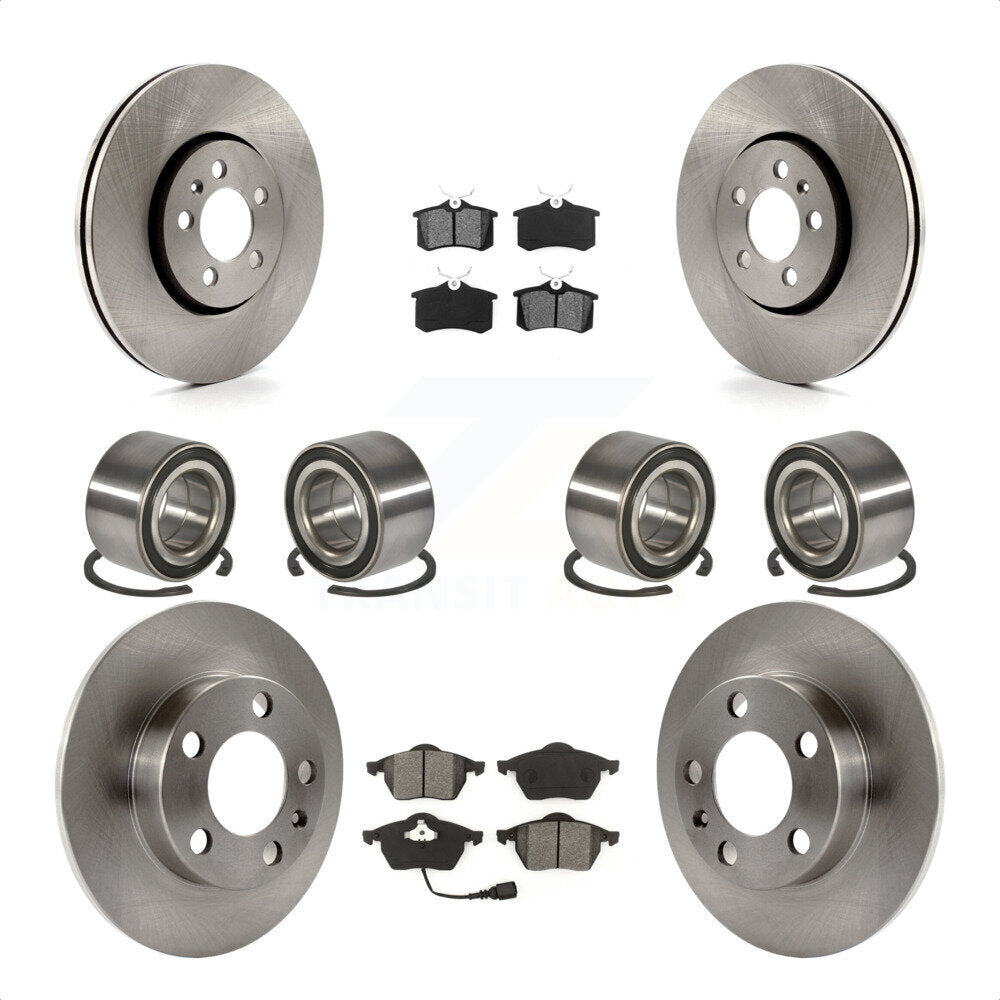 Front Rear Wheel Bearings Disc Brake Rotors And Semi-Metallic Pads Kit (10Pc) For 2004 Volkswagen Golf 2.8L 1.8L KBB-106848 by Transit Auto