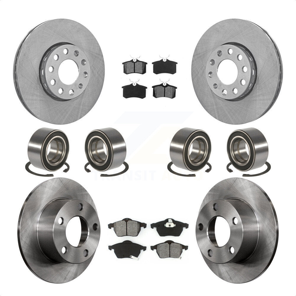 Front Rear Wheel Bearings Disc Brake Rotors And Semi-Metallic Pads Kit (10Pc) For 1999 Volkswagen Passat FWD with 2.8L From Chassis VIN #3BX124708 KBB-106851 by Transit Auto