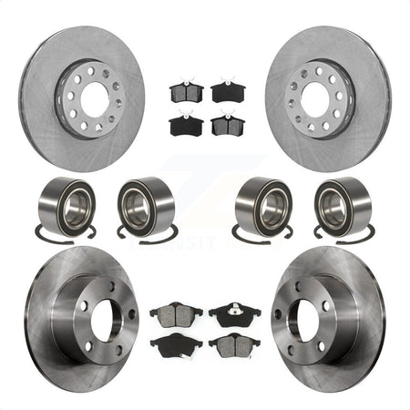 Front Rear Wheel Bearings Disc Brake Rotors And Semi-Metallic Pads Kit (10Pc) For 1999 Volkswagen Passat FWD with 2.8L From Chassis VIN #3BX124708 KBB-106851 by Transit Auto