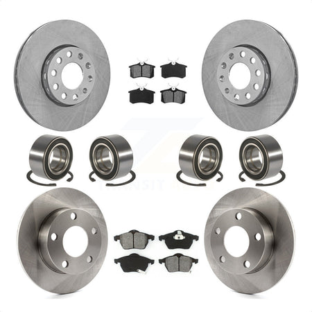 Front Rear Wheel Bearings Disc Brake Rotors And Semi-Metallic Pads Kit (10Pc) For 1999 Volkswagen Passat AWD with 2.8L From Chassis VIN #3BX124708 KBB-106852 by Transit Auto