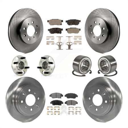 Front Rear Wheel Hub Bearings Assembly Disc Brake Rotors And Ceramic Pads Kit (10Pc) For 1994 Honda Civic del Sol VTEC with rear brakes KBB-106921 by Transit Auto