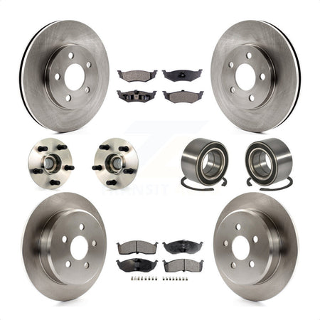 Front Rear Wheel Hub Bearings Assembly Disc Brake Rotors And Ceramic Pads Kit (10Pc) For Dodge Neon Chrysler KBB-106926 by Transit Auto