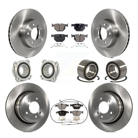 Front Rear Wheel Hub Bearings Assembly Disc Brake Rotors And Ceramic Pads Kit (10Pc) For BMW 535xi 535i xDrive 525xi KBB-106998 by Transit Auto