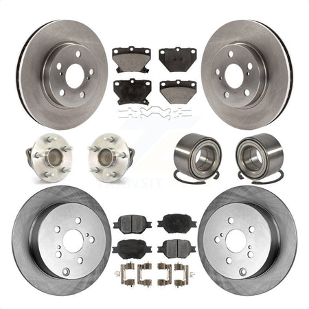 Front Rear Wheel Hub Bearings Assembly Disc Brake Rotors And Ceramic Pads Kit (10Pc) For 2001 Toyota Celica GT with 4-Wheel ABS KBB-107054 by Transit Auto