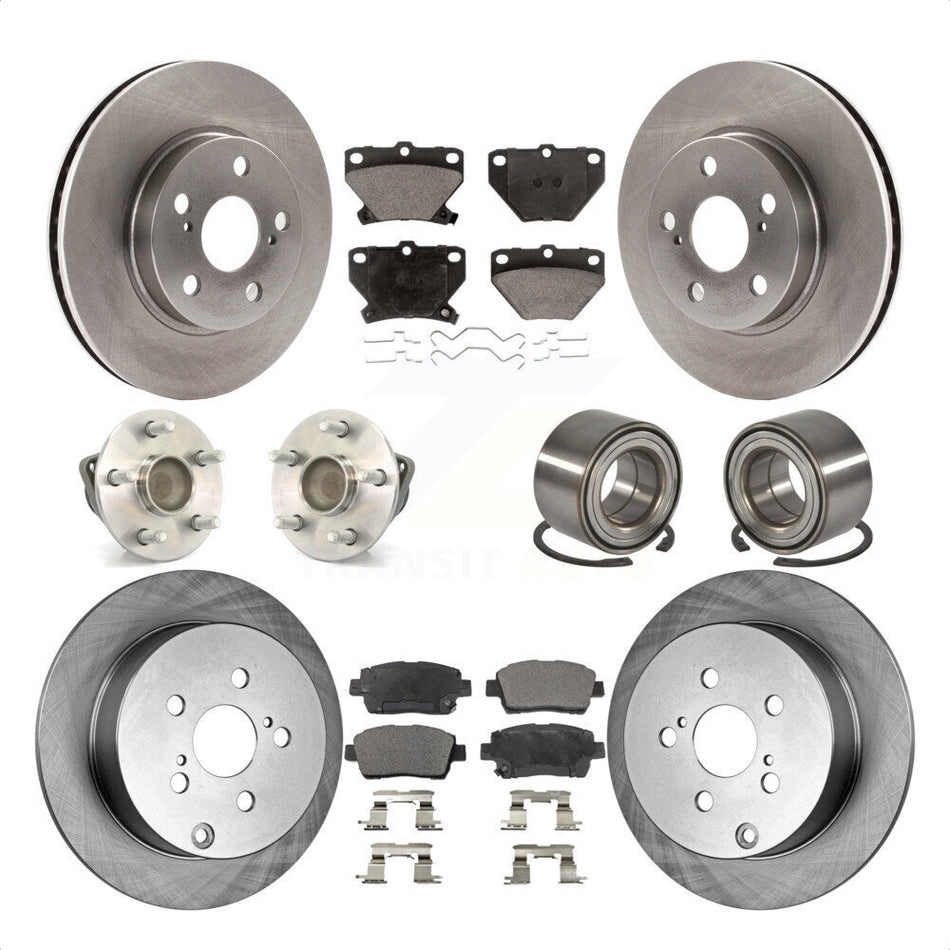 Front Rear Wheel Hub Bearings Assembly Disc Brake Rotors And Ceramic Pads Kit (10Pc) For 2000 Toyota Celica GT with 4-Wheel ABS KBB-107055 by Transit Auto