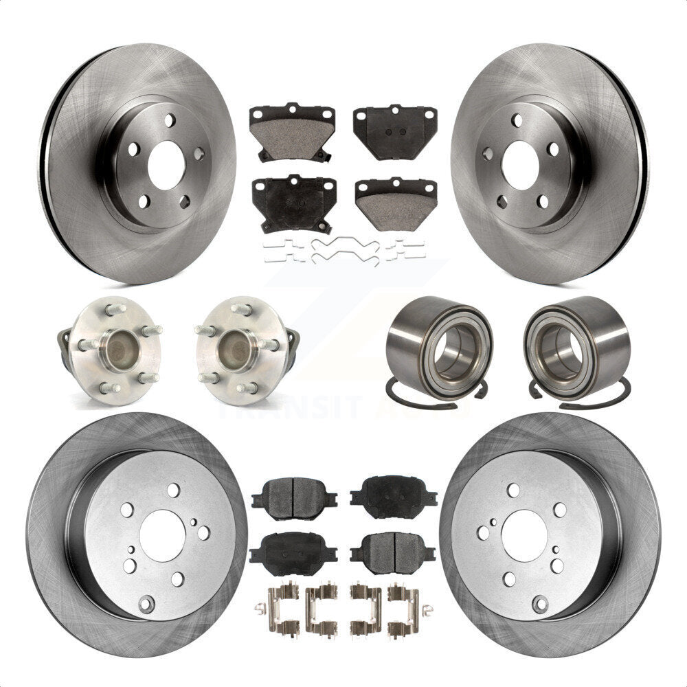 Front Rear Wheel Hub Bearings Assembly Disc Brake Rotors And Ceramic Pads Kit (10Pc) For Toyota Celica KBB-107056 by Transit Auto