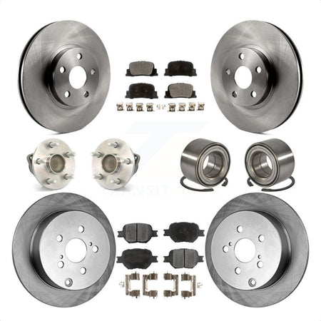 Front Rear Wheel Hub Bearings Assembly Disc Brake Rotors And Ceramic Pads Kit (10Pc) For 2005-2010 Scion tC KBB-107057 by Transit Auto