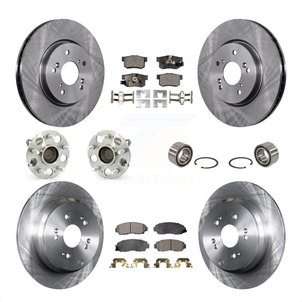 Front Rear Wheel Hub Bearings Assembly Disc Brake Rotors And Ceramic Pads Kit (10Pc) For 2007-2011 Honda CR-V FWD KBB-107075 by Transit Auto