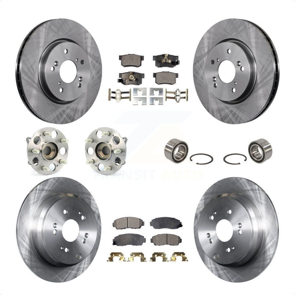 Front Rear Wheel Hub Bearings Assembly Disc Brake Rotors And Ceramic Pads Kit (10Pc) For Honda CR-V Acura RDX KBB-107078 by Transit Auto