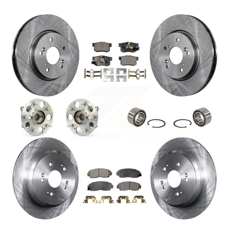 Front Rear Wheel Hub Bearings Assembly Disc Brake Rotors And Ceramic Pads Kit (10Pc) For Honda CR-V Acura RDX KBB-107078 by Transit Auto