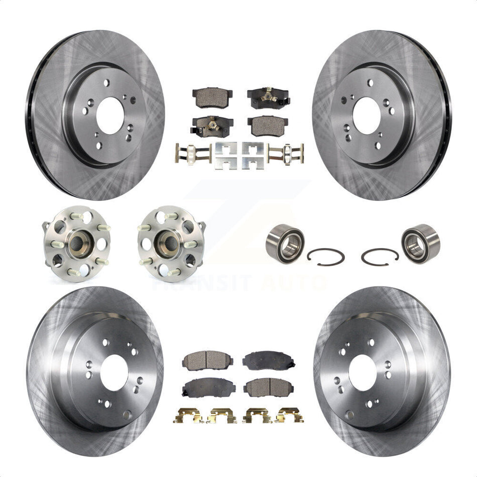 Front Rear Wheel Hub Bearings Assembly Disc Brake Rotors And Ceramic Pads Kit (10Pc) For Honda CR-V Acura RDX KBB-107078 by Transit Auto