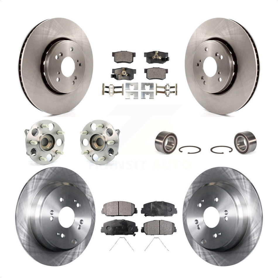 Front Rear Wheel Hub Bearings Assembly Disc Brake Rotors And Ceramic Pads Kit (10Pc) For 2017-2018 Acura RDX AWD KBB-107080 by Transit Auto