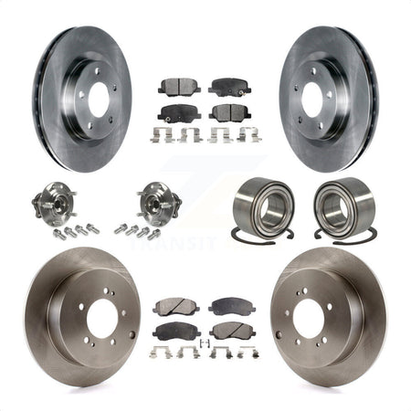 Front Rear Wheel Hub Bearings Assembly Disc Brake Rotors And Ceramic Pads Kit (10Pc) For 2013 Mitsubishi Outlander AWD with 3.0L Without 7 Passenger Seating KBB-107105 by Transit Auto