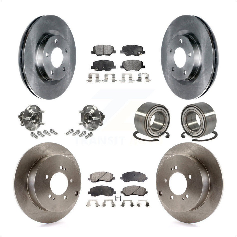 Front Rear Wheel Hub Bearings Assembly Disc Brake Rotors And Ceramic Pads Kit (10Pc) For 2013 Mitsubishi Outlander AWD with 3.0L Without 7 Passenger Seating KBB-107105 by Transit Auto