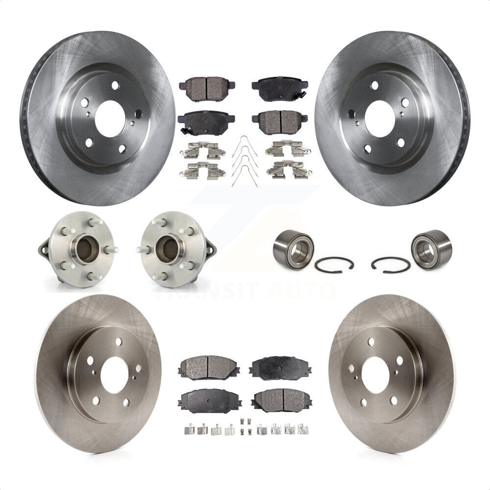 Front Rear Wheel Hub Bearings Assembly Disc Brake Rotors And Ceramic Pads Kit (10Pc) For 2017-2018 Toyota Corolla iM KBB-107116 by Transit Auto