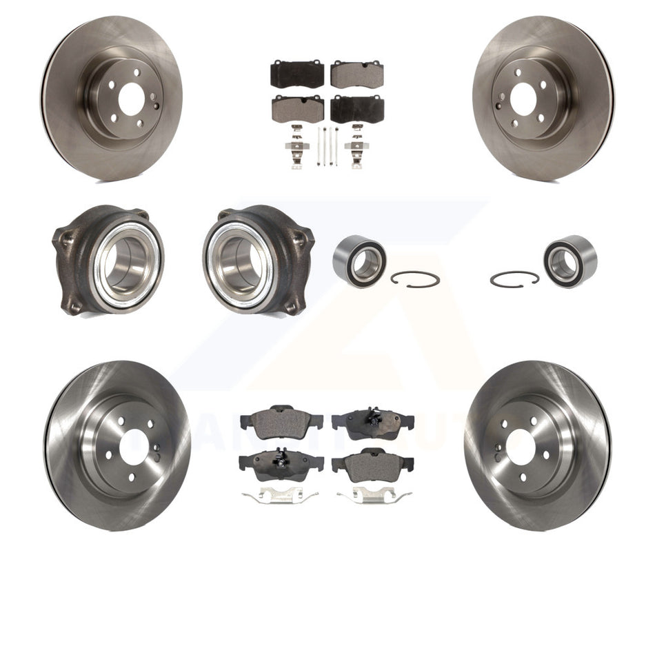 Front Rear Wheel Hub Bearings Assembly Disc Brake Rotors And Ceramic Pads Kit (10Pc) For 2009 Mercedes-Benz S450 Without Sport Package KBB-107134 by Transit Auto