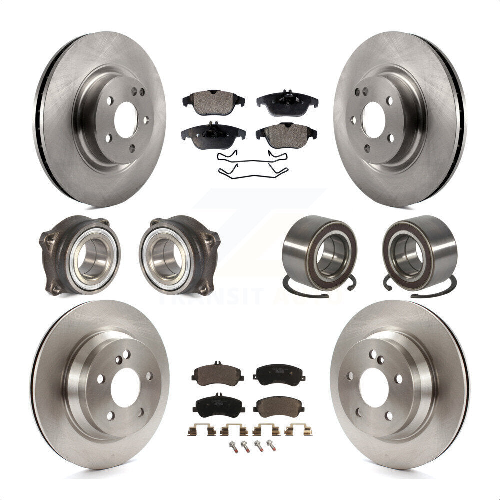 Front Rear Wheel Hub Bearings Assembly Disc Brake Rotors And Ceramic Pads Kit (10Pc) For Mercedes-Benz GLK350 GLK250 KBB-107135 by Transit Auto