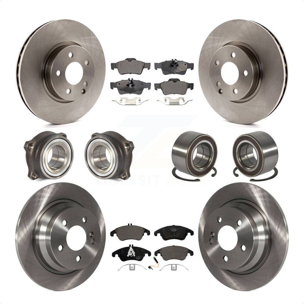 Front Rear Wheel Hub Bearings Assembly Disc Brake Rotors And Ceramic Pads Kit (10Pc) For 2014-2016 Mercedes-Benz E250 AWD With 322mm Diameter Rotor KBB-107137 by Transit Auto