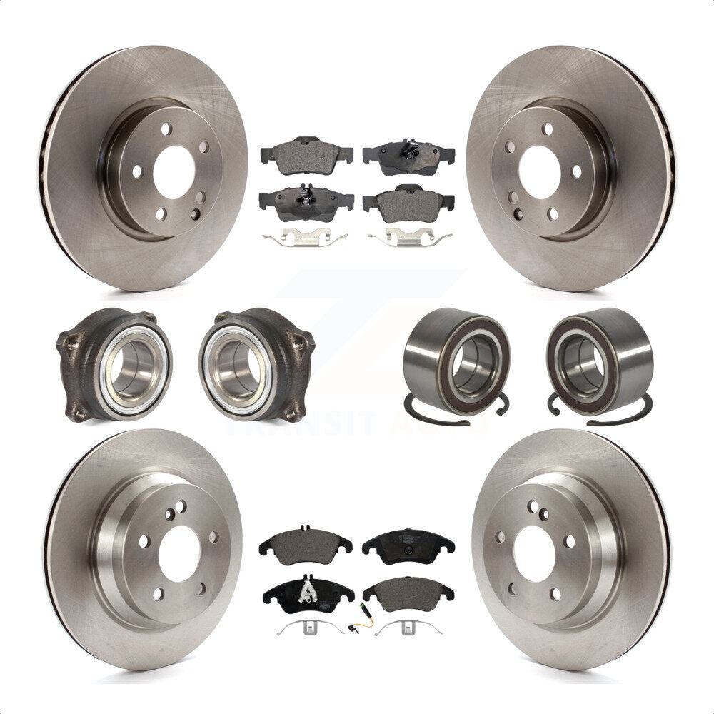 Front Rear Wheel Hub Bearings Assembly Disc Brake Rotors And Ceramic Pads Kit (10Pc) For Mercedes-Benz E350 E400 With 322mm Diameter Rotor KBB-107138 by Transit Auto