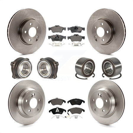 Front Rear Wheel Hub Bearings Assembly Disc Brake Rotors And Ceramic Pads Kit (10Pc) For Mercedes-Benz E350 E400 With 322mm Diameter Rotor KBB-107138 by Transit Auto