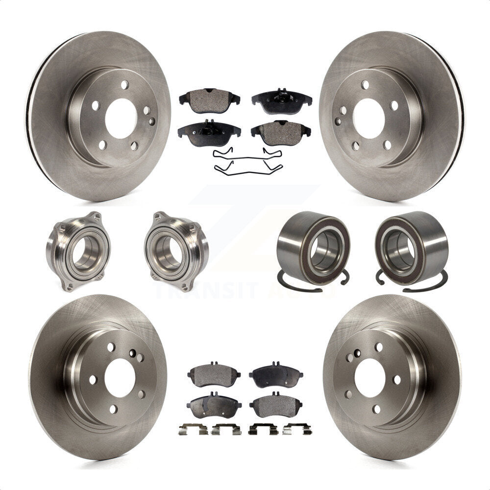 Front Rear Wheel Hub Bearings Assembly Disc Brake Rotors And Ceramic Pads Kit (10Pc) For Mercedes-Benz C300 KBB-107140 by Transit Auto