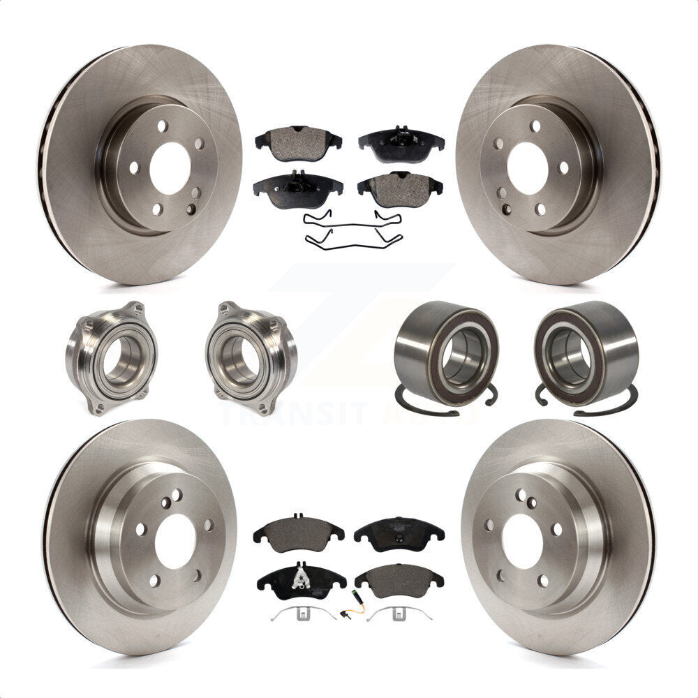 Front Rear Wheel Hub Bearings Assembly Disc Brake Rotors And Ceramic Pads Kit (10Pc) For 2014 Mercedes-Benz E350 Convertible Coupe With 322mm Diameter Rotor KBB-107141 by Transit Auto
