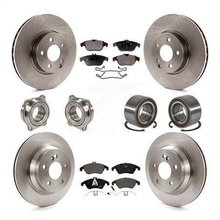 Front Rear Wheel Hub Bearings Assembly Disc Brake Rotors And Ceramic Pads Kit (10Pc) For 2014 Mercedes-Benz E350 Convertible Coupe With 322mm Diameter Rotor KBB-107141 by Transit Auto