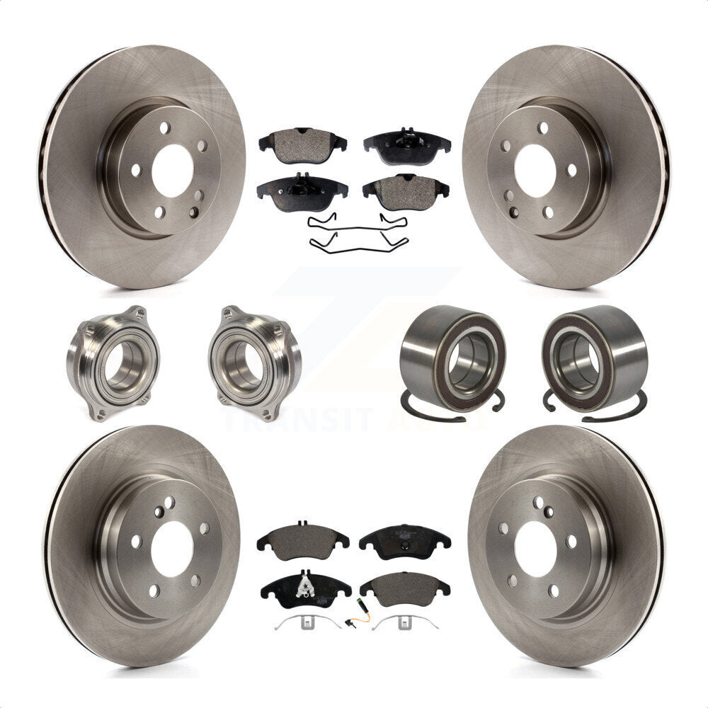 Front Rear Wheel Hub Bearings Assembly Disc Brake Rotors And Ceramic Pads Kit (10Pc) For Mercedes-Benz C300 C350 KBB-107142 by Transit Auto