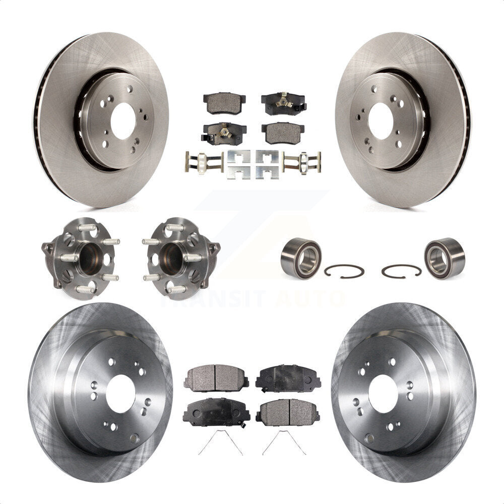 Front Rear Wheel Hub Bearings Assembly Disc Brake Rotors And Ceramic Pads Kit (10Pc) For 2013-2018 Acura RDX FWD KBB-107176 by Transit Auto