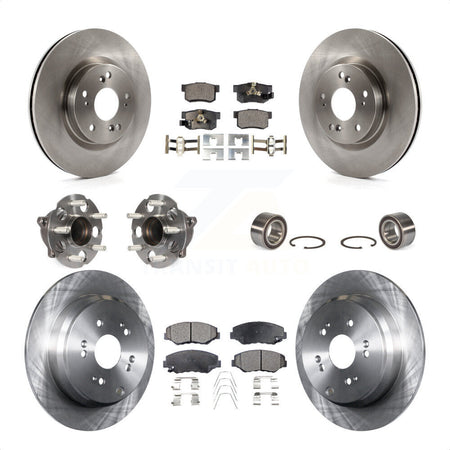 Front Rear Wheel Hub Bearings Assembly Disc Brake Rotors And Ceramic Pads Kit (10Pc) For 2012-2016 Honda CR-V FWD KBB-107177 by Transit Auto