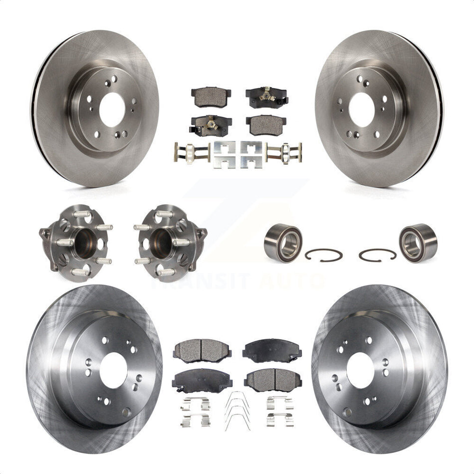 Front Rear Wheel Hub Bearings Assembly Disc Brake Rotors And Ceramic Pads Kit (10Pc) For 2012-2016 Honda CR-V FWD KBB-107177 by Transit Auto