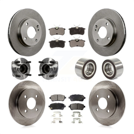 Front Rear Wheel Hub Bearings Assembly Disc Brake Rotors And Ceramic Pads Kit (10Pc) For 2014-2018 Ford Fiesta S Titanium SE KBB-107196 by Transit Auto