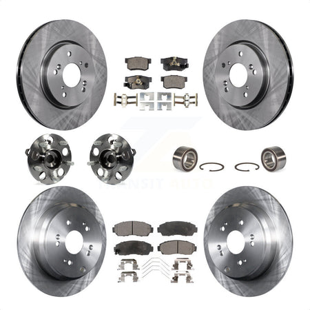 Front Rear Wheel Hub Bearings Assembly Disc Brake Rotors And Ceramic Pads Kit (10Pc) For 2012-2016 Honda CR-V AWD KBB-107216 by Transit Auto
