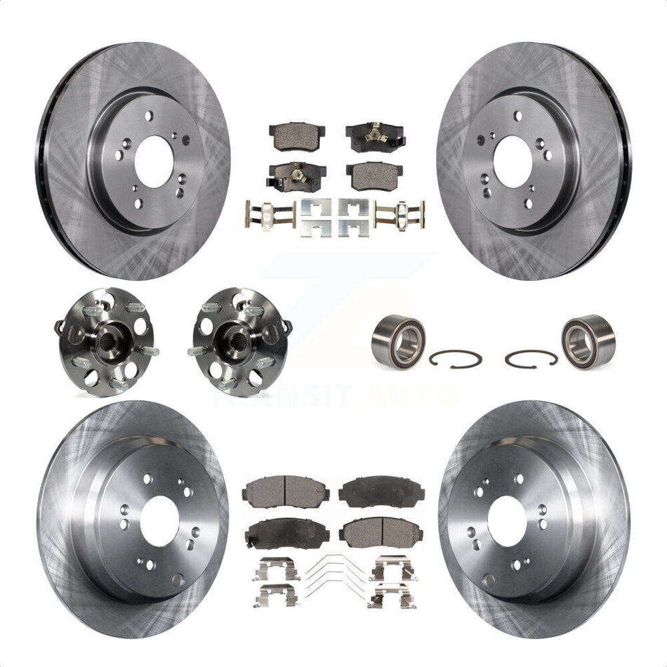 Front Rear Wheel Hub Bearings Assembly Disc Brake Rotors And Ceramic Pads Kit (10Pc) For 2012-2016 Honda CR-V AWD KBB-107216 by Transit Auto