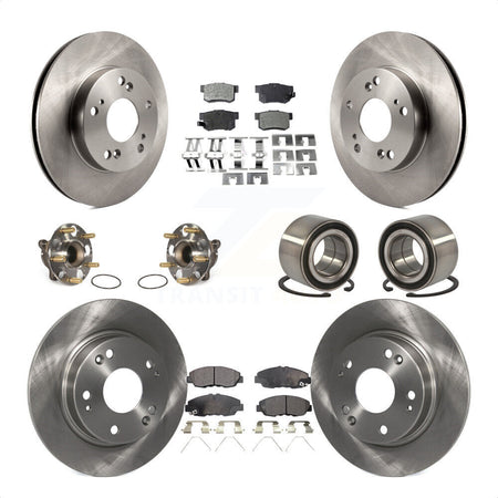 Front Rear Wheel Hub Bearings Assembly Disc Brake Rotors And Ceramic Pads Kit (10Pc) For Honda Civic KBB-107218 by Transit Auto