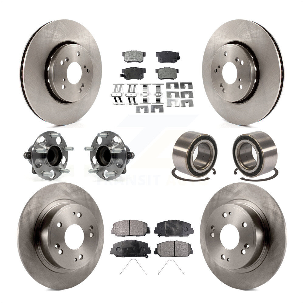 Front Rear Wheel Hub Bearings Assembly Disc Brake Rotors And Ceramic Pads Kit (10Pc) For 2016 Acura ILX KBB-107225 by Transit Auto