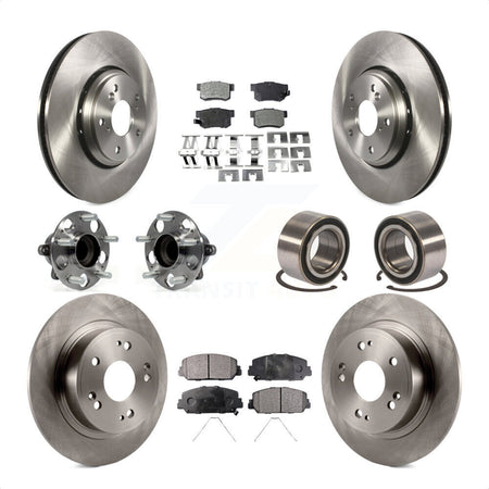 Front Rear Wheel Hub Bearings Assembly Disc Brake Rotors And Ceramic Pads Kit (10Pc) For 2017-2018 Acura ILX KBB-107226 by Transit Auto